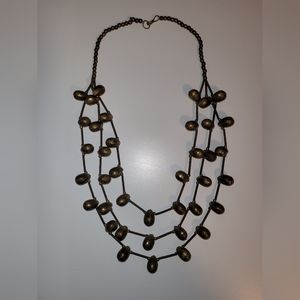 Vintage Hollow Brass Seed Pod Multi-Strand Necklace Navajo Pearls ?
